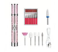 Lima de uñas eléctrica portátil con 18 accesorios, herramienta recargable de manicura y pedicura para dar forma al cuidado de cutículas, kit de viaje compacto (18 accesorios rosas)