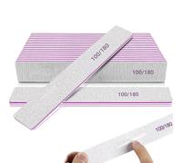 Lima de Uñas Profesional,12 PCS Lima De Uñas 100/180 Grit Limas para Uñas de Doble Cara Set Gel Acrílico Lima Grano Lavable Taco Pulidor para Uñas Acrílicas Naturales Nail File