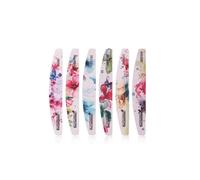 Lima de uñas profesional con diseño floral y doble cara semicircular para dar forma a las uñas.