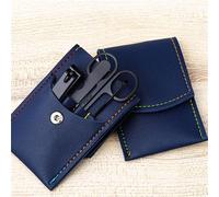 Lima de uñas Tijera para uñas Clipper Manicura Pedicura Kit Conveniente de usar Juego de manicura Resistente para viajar Herramienta para uñas, 4 piezas Negro Azul