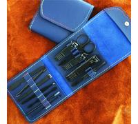 Lima de uñas Tijeras para uñas Clipper Manicura Pedicura Kit Conveniente de usar Juego de manicura Resistente para viajar, 12 piezas Negro Azul