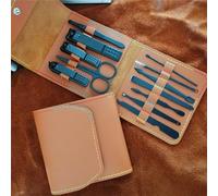 Lima de uñas Tijeras para uñas Clipper Manicura Pedicura Kit Conveniente de usar Juego de manicura Resistente para viajar, 12 piezas Café negro