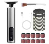 Lima Electrica Pies Durezas, 2 En 1 Electrica Aparato De Pedicura Eliminar De Callos, Con 20 Bandejas De Lija, 10 Hojas De Papel De Lija, 1 Brocha De Maquillaje,Callos para Pieles Muertas (Negro)