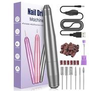 Lima Electrica Uñas, 6 en 1 Torno para Uñas Profesional 20000 RPM Velocidad Ajustable USB, Seguro, Protable Kit de Manicura y Pedicura Eléctrica de bajo ruido para Salón DIY Mujeres Niñas Principiante