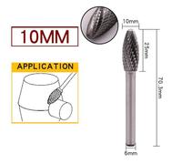 Lima giratoria de carburo de doble ranura de carburo de metal de plástico, incluye metal y no metal, por lo que es bueno para varias aplicaciones (10 mm)