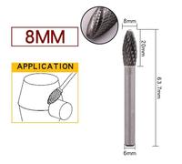 Lima giratoria de carburo de doble ranura de carburo de metal de plástico, incluye metal y no metal, por lo que es bueno para varias aplicaciones (8 mm)