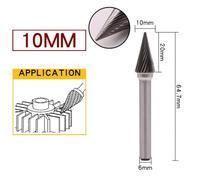 Lima giratoria de carburo de doble ranura de carburo de metal que incluye metal y no metal, por lo que es bueno para varias aplicaciones (10 mm)