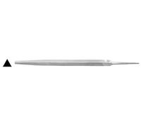 Lima triangular de mecánico, acero al carbono, resistente, ergonomía avanzada, ideal para afilar bordes y dar forma a piezas metálicas.