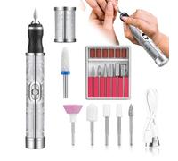 Limadora eléctrica para uñas, juego de amoladora eléctrica de 4 velocidades, recargable para manicura y | Viaje Camping Manicura Casa Spa Salon Uso diario