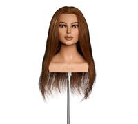 L'IMAGE Clare - Cabezal de peluquería con 50 cm de pelo real, con pestañas
