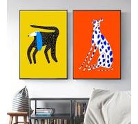 LIMAIDUO Cuadro moderno y sencillo de perro moteado, lienzo impreso, póster para guardería, decoración del hogar y dormitorio (30 x 45 cm x 2, marco interior)