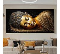 LIMAIDUO Estatua de Buda reclinado dorado moderno, lienzo, arte de pared, pósteres e impresiones para decoración de sala de estar, 50 x 100 cm, sin marco