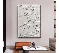 LIMAIDUO Impresión en lienzo HD de arte abstracto clásico de una multitud esquiando en montañas nevadas para decoración del hogar, sala de estar y dormitorio (40 x 60 cm/sin marco)
