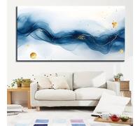 LIMAIDUO Lienzo abstracto con degradado dorado y azul para decoración de interiores, pósteres e impresiones para pared de sala de estar (60 x 120 cm, marco interior)