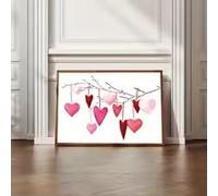 LIMAIDUO Lienzo con impresión de amor de San Valentín, póster de pared con corazón romántico colgado en ramas para decoración moderna del hogar (40 x 60 cm/sin marco)