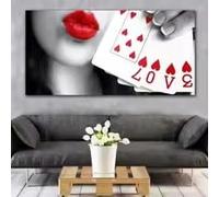 LIMAIDUO Lienzo de labios rojos de amor, póster grande para hotel, oficina, sala de estar, dormitorio, decoración del hogar, imágenes artísticas de pared (70 x 140 cm/sin marco)