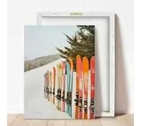 LIMAIDUO Mural en lienzo moderno y colorido con temática de esquí, ideal para decoración y paisajes nevados invernales. Póster (40 x 60 cm/marco interior).