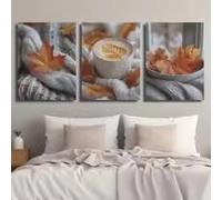 LIMAIDUO Pinturas artísticas para decoración de paredes del hogar, arte de plantas con follaje otoñal y camisa de invierno, impresión fotográfica de hojas de arce y café (20 x 30 cm, sin marco)