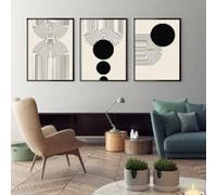 LIMAIDUO Póster abstracto de arte de pared geométrico con arcos beige y negros, líneas geométricas, impresión HD, decoración para el hogar, dormitorio, sala de estar, 20 x 30 cm, sin marco