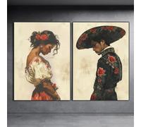 LIMAIDUO Póster artístico con impresión romántica para decoración de pared, retrato de mujer y hombre del suroeste, pintura en lienzo (20 x 30 cm, sin marco)