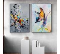 LIMAIDUO Póster de lienzo con diseño de mariposas coloridas, arte de pared retro sencillo y moderno, para decoración del hogar, sala de estar y dormitorio (60 x 80 cm x 2, sin marco)