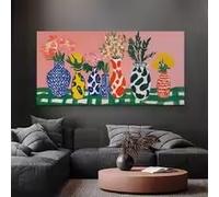 LIMAIDUO Póster de lienzo con diseño de ramo de flores y jarrón rústico de limón, impresión de bodegón, decoración de cocina y hogar (20 x 40 cm/sin marco)