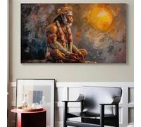 LIMAIDUO Póster de meditación y yoga con diseño de dios mono hindú Hanuman, religión abstracta, lienzo, arte de pared, decoración, 80 x 160 cm, sin marco