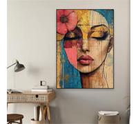LIMAIDUO Póster de mujer con cabeza moderna, arte de rostro de mujer con flores, impresiones de lienzo sexys, pintura abstracta, decoración de habitación del hogar, marco de 20 x 30 cm