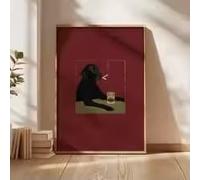 LIMAIDUO Póster de perro negro fumando, lienzo impreso, arte vintage de animales divertidos y peculiares, decoración de pared para sala de estar y dormitorio (70 x 100 cm/sin marco)