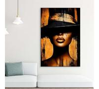 LIMAIDUO Póster de retrato femenino moderno, negro y dorado, con impresiones de retrato de mujer africana, pintura en lienzo, decoración de dormitorio, 20 x 30 cm, sin marco