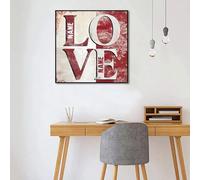 LIMAIDUO Póster de San Valentín personalizado de estilo vintage, arte de pared de estilo rústico moderno, impresión en lienzo, decoración del hogar, marco de 50 x 50 cm