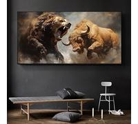 LIMAIDUO Pósteres de arte de pared de toro y oso, pintura en lienzo, decoración de oficina, póster moderno de intercambio, impresión para decoración del hogar (30 x 60 cm/sin marco)