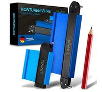 LiMaJo Premium Medidor de Contorno Grande con Cierre Metálico Juego de 2 | Medidor Profesional de 25 & 12cm con Abrazadera Doble para una Sujeción Perfecta | Medidor de Contorno para Suelos y Medición