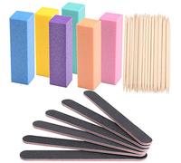 Limas de uñas y buffers, kit de herramientas de manicura profesional con 100 palitos de naranja para clavos, grano 100/180