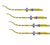 Limas giratorias doradas tratadas térmicamente, dan forma eficiente a los conductos radiculares sin fracturarse (25 mm (W3 20/0.06))