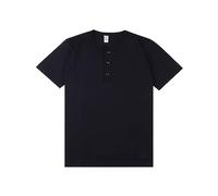 limcmelf Pure Cotton Short Sleeved T-Shirt Polo Shirt Bottom Shirt Henry Collar Button Top for Men and Women