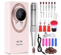 LimeGirl Kit de taladro eléctrico profesional para uñas acrílicas, juego de pulido de manicura eléctrica portátil con kit de brocas de uñas 13 en 1, lima de uñas eléctrica mejorada 2024 45000 RPM
