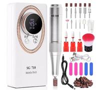 LimeGirl Kit de taladro eléctrico profesional para uñas acrílicas, juego de pulido de manicura eléctrica portátil con kit de brocas de uñas 13 en 1, lima de uñas eléctrica mejorada 2024 45000 RPM