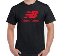 Limeiren Need Beer Funny Parody BBQ Joke Alcohol Party Slogan Stag Do Top Unisex 100% Cotton Short-Sleeve T-Shirts Black L