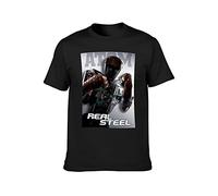 Limeiren Real Steel Atom Movie Unisex 100% Cotton Short-Sleeve T-Shirts Black XXL