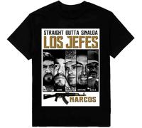 Limeiren Shop Private Label Los Jefes Narcos Unisex 100% Cotton Short-Sleeve T-Shirts Black S