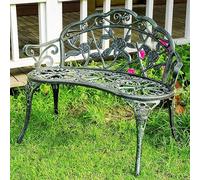 LIMENQIN 100 cm Banco de Exterior con Forma de Rosa de Metal, Banco para Parque Jardín, Estructura de Aluminio Fundido con Acabado Antiguo, para Césped, Porche(Brass)