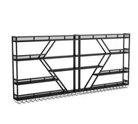 LIMENQIN Botellero de Pared con Soporte para Copas, Barra Metálica Estantes Flotantes, Estante para Botellas Licor(4 Tier 200x20x123cm)