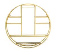 LIMENQIN Botellero Redondo para Montar en La Pared, Soporte Colgante para Botellas de Vino con Portavasos, Estante Metálico para Botellas Licor Flotantes(Gold,90cm/35.4inch)