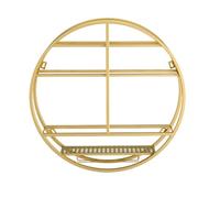 LIMENQIN Botellero Redondo para Montar en La Pared, Soporte Colgante para Botellas de Vino con Portavasos, Estante Metálico para Botellas Licor Flotantes(Gold,60cm/23.6inch)