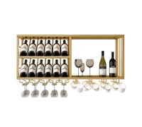 LIMENQIN Botelleros de Pared, Botellero Metálico y Botellero para Copas, Estante Flotante para Botellas de Licor, Estantes Decorativos para Bar(Gold,150x30x45cm)