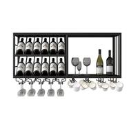 LIMENQIN Botelleros de Pared, Botellero Metálico y Botellero para Copas, Estante Flotante para Botellas de Licor, Estantes Decorativos para Bar(Black,150x30x45cm)