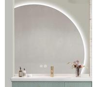 LIMENQIN Espejo de Baño con Luces, Espejos de Tocador, Espejos Antivaho Irregulares, Espejo de Maquillaje Regulable en 3 Colores, a Prueba de Explosiones(Left Cut,70cm/27.5in)