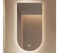 LIMENQIN Espejo de Baño LED Arqueado, Espejo de Pared Antivaho, Espejos Decorativos Sin Marco para Tocador, Luz Regulable en 3 Colores(80x110cm/31.5x43.3in)