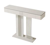 LIMENQIN Mesa Consola con 2 Cajones, Mesa Entrada Rectangular, Mesa Sofá Moderna con Tablero de Imitación Mármol y Base de Metal, for Recibidor, Oficina(White A,140cm/55in)